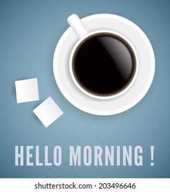 Cup of coffee on blue background
