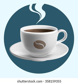 Cup of coffee on blue background