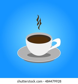 Cup of coffee on a blue background - vector illustration