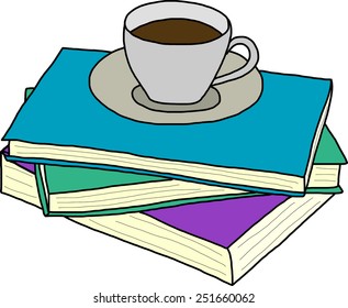 Cup of Coffee on a Book Pile 