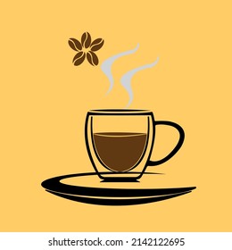 Copa de café sobre fondo marrón