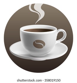 Cup of coffee on brown background