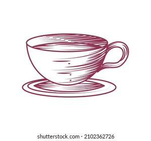taza de café con estilo de grabado de plato