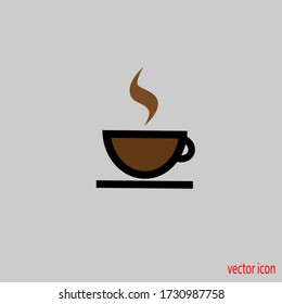 
cup of coffee on gray background vector icon
