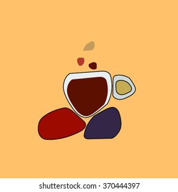 cup of coffee on hot rocks