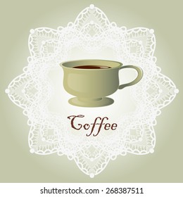 Cup of coffee on lace