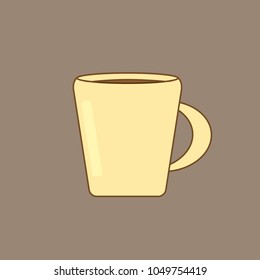 Cup of coffee on the light brown background