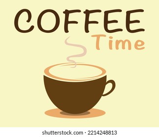 A cup of coffee on a light yellow background, coffee time graphics, picture of a cup of coffee for a magazine or website, original picture