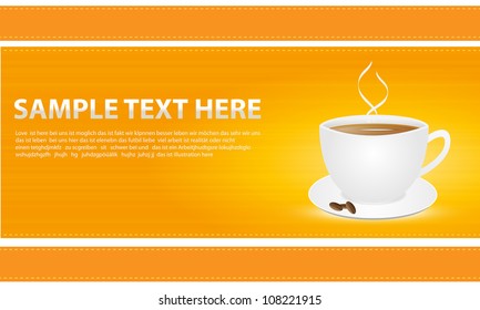 Cup  coffee on an orange background. Eps10 vector