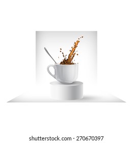 Cup of coffee on pedestal