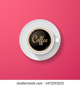 Cup of coffee on pink background