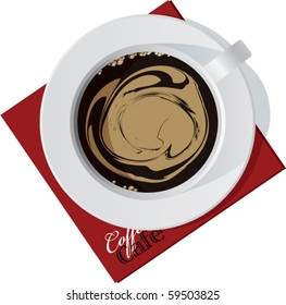 Cup of coffee on a red napkin