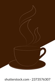 Cup of coffee on the table. Vector illustration. Sketch for creativity.