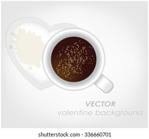 Cup of coffee on valentine cards