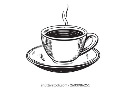 Cup of coffee on white
