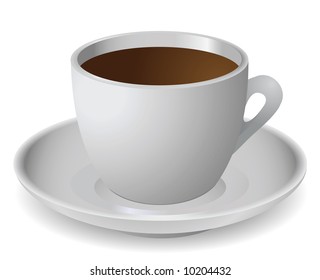 Copa de café con fondo blanco. Ilustración del vector sin malla