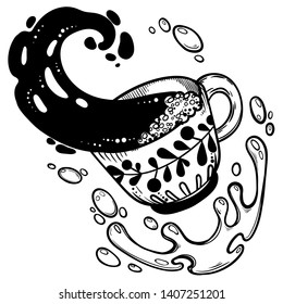 A cup of coffee on a white background. Vector illustration.