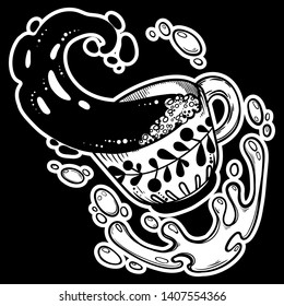 A cup of coffee on a white background. Vector illustration.