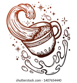 A cup of coffee on a white background. Vector illustration.