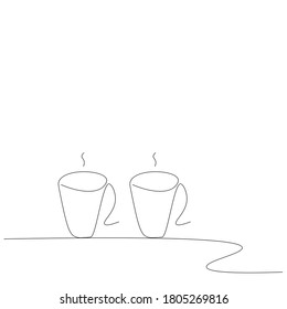 Cup of coffee on white background line draw, vector illustration