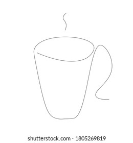 Cup of coffee on white background line draw, vector illustration