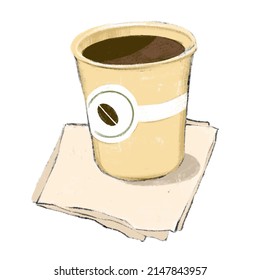 Cup of coffee on white background. Vector isolated illustration