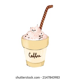 Tasse Kaffee auf weißem Hintergrund. Vektorgrafik einzeln