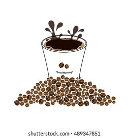 Cup of coffee. on white background vector illustration
