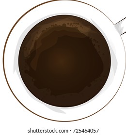 Cup of Coffee on a white Background. Top View. Vector illustration