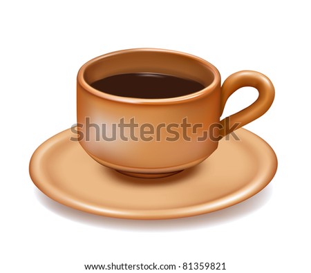 Cup of coffee on white background. Vector illustration.