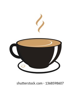 A cup of coffee on white background,flat icon vector illustration.