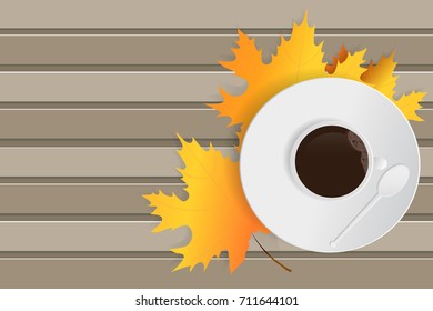 Cup of coffee on a wooden surface