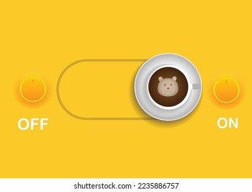 Cup of coffee on yellow background and copy space, relax time with coffee Stock Illustration vector.