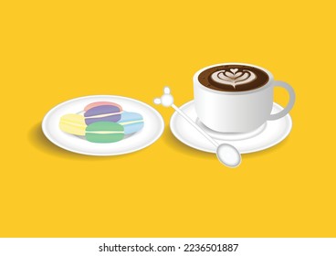 Cup of coffee on yellow background and copy space, relax time with coffee Stock Illustration vector