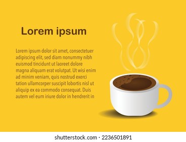 Cup of coffee on yellow background and copy space, relax time with coffee Stock Illustration vector