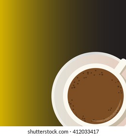 cup of coffee on the yellow-black background