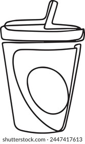 taza con café una línea continua de dibujo, aislado, Vector