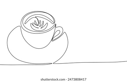 Taza de café una línea continua. Arte vectorial dibujado a mano.