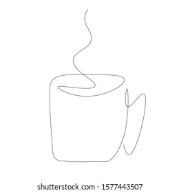 Cup of coffee one line drawing, vector illustration