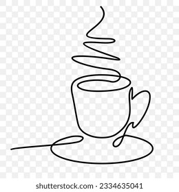 cup of coffee, one line drawing vector