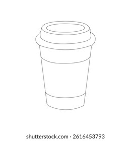 Cup of coffee, one single continuous line drawing. Simple abstract outline beautiful mug with steam beverage. Coffee cup Vector Art, Icons, and Graphics illustration . coffee cup line art  image 