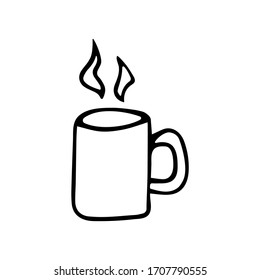Copa de café u otras bebidas estilo doodle blanco y negro. Vector de ilustración dibujado a mano