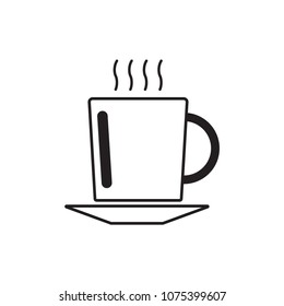 Cup of Coffee. Outline. Cup.Party Holiday Event Celebration Food Drink in flat design .Vector