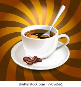 Cup of coffee over rays
