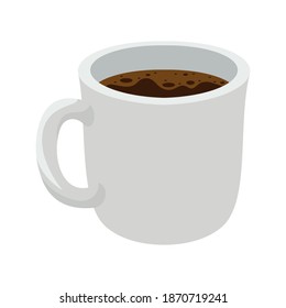 Tasse Kaffee auf weißem Hintergrund, Vektorgrafik-Design