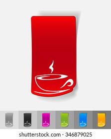 cup of coffee paper sticker with shadow. Vector illustration