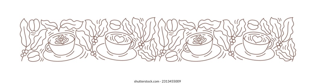 A cup of coffee pattern. Coffea design element. Editable outline stroke. Vector line.