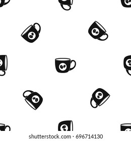 Cup of coffee pattern repeat seamless in black color for any design. Vector geometric illustration