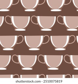 Cup of coffee pattern. Seamless background for fabrics, textiles, packaging and wallpaper. Vector illustration