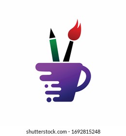 cup of coffee with pencil vector